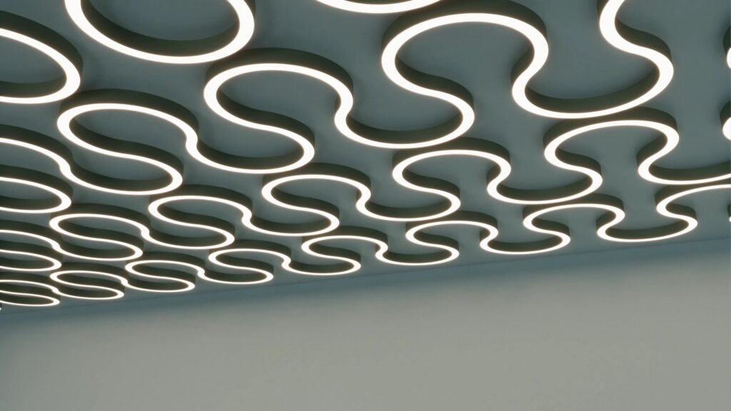 Linee di luce Prolicht Super-G che serpeggiano su un soffitto verde